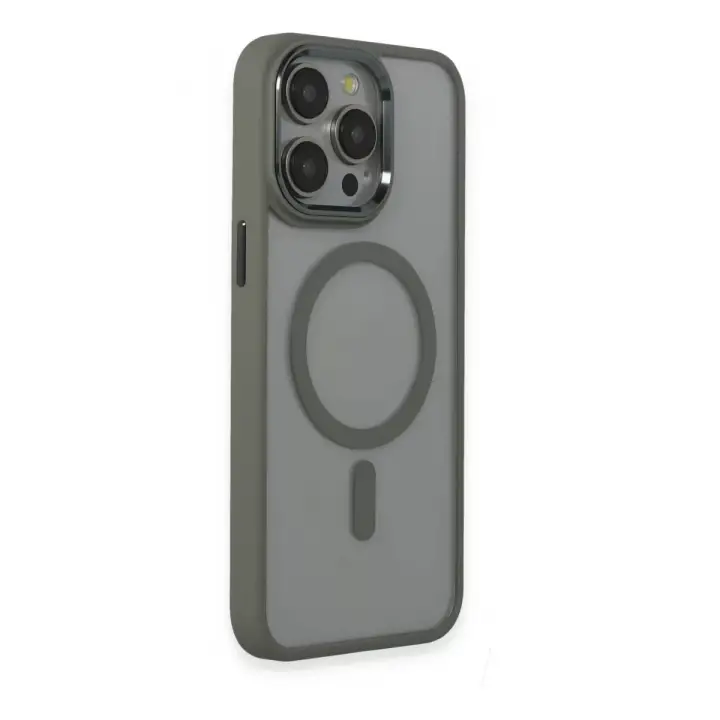 Newface Apple iPhone 15 Pro Max Kılıf Room Magneticsafe Silikon - Gri
