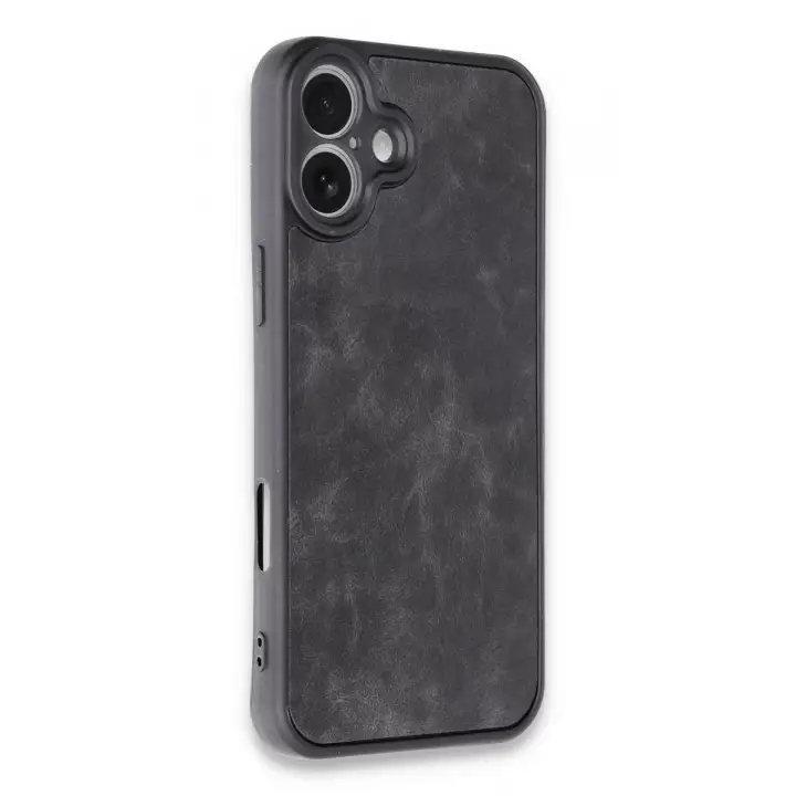 Newface Apple iPhone 16 Plus Kılıf Aras Deri Kapak - Siyah