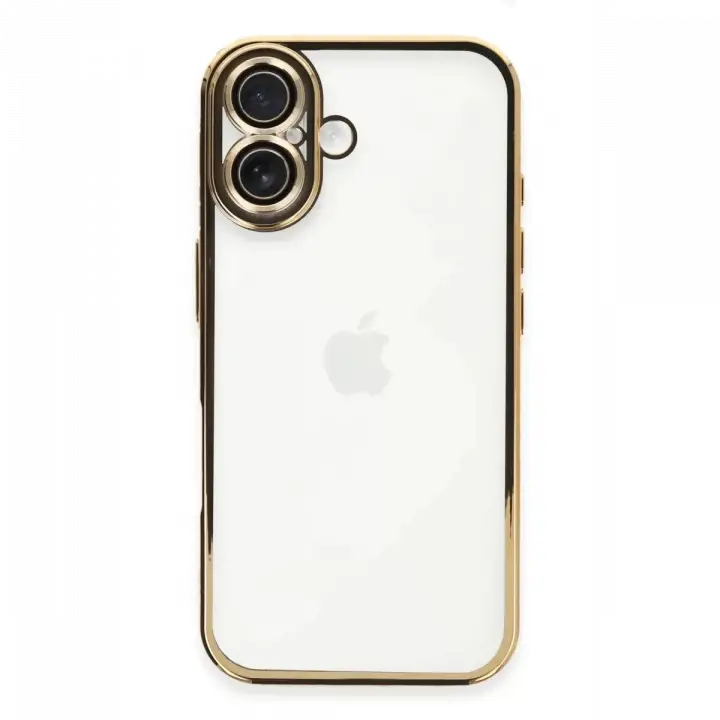 Newface Apple iPhone 16 Plus Kılıf Razer Lensli Silikon - Gold