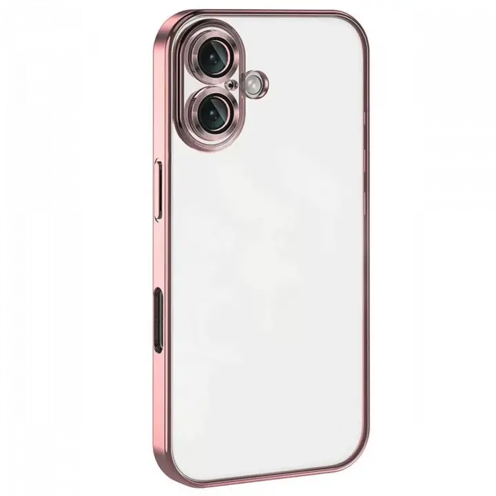 Newface Apple iPhone 16 Plus Kılıf Razer Lensli Silikon - Pembe