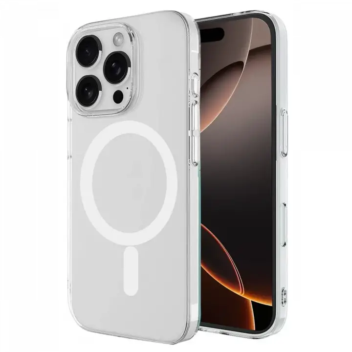 Newface Apple iPhone 16 Pro Kılıf Magneticsafe Şeffaf Silikon - Şeffaf