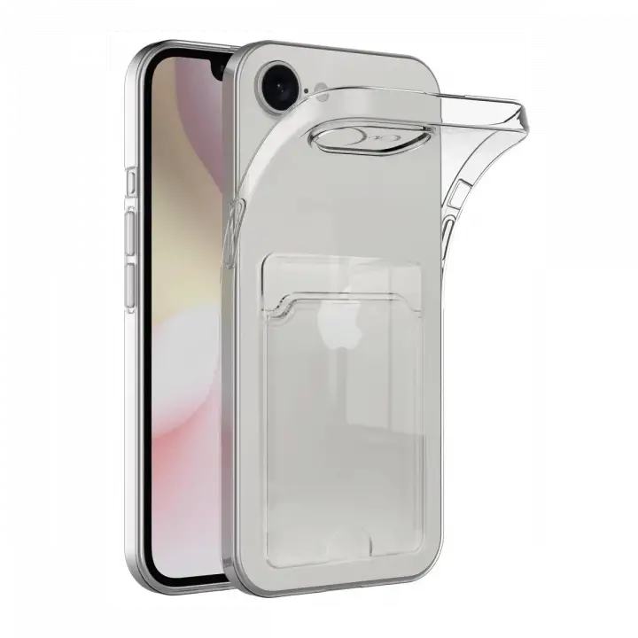 Newface iPhone 16E Kılıf Kart Şeffaf Silikon - Şeffaf