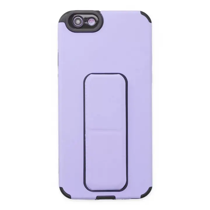 Newface iPhone 6 Kılıf Mega Standlı Silikon - Lila