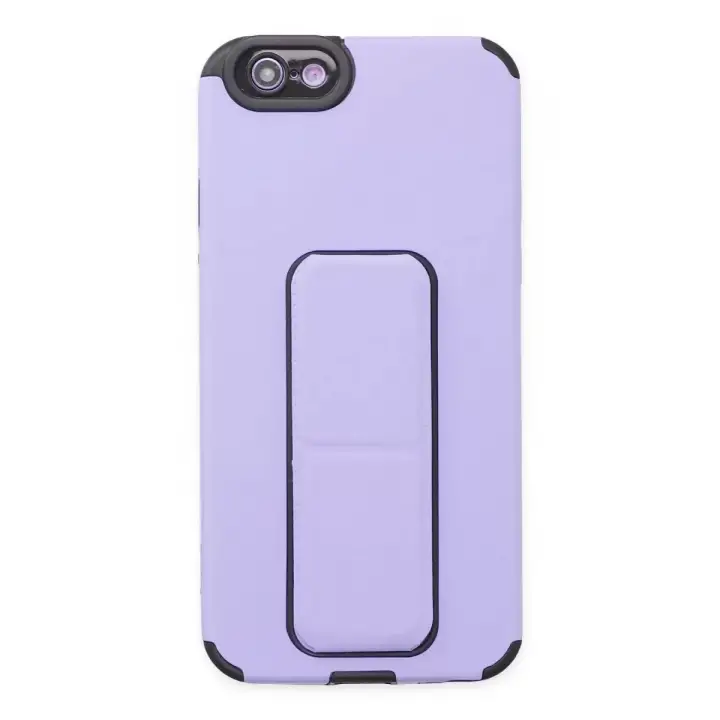 Newface Apple iPhone 6 Kılıf Mega Standlı Silikon - Lila