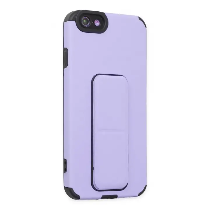 Newface Apple iPhone 6 Kılıf Mega Standlı Silikon - Lila