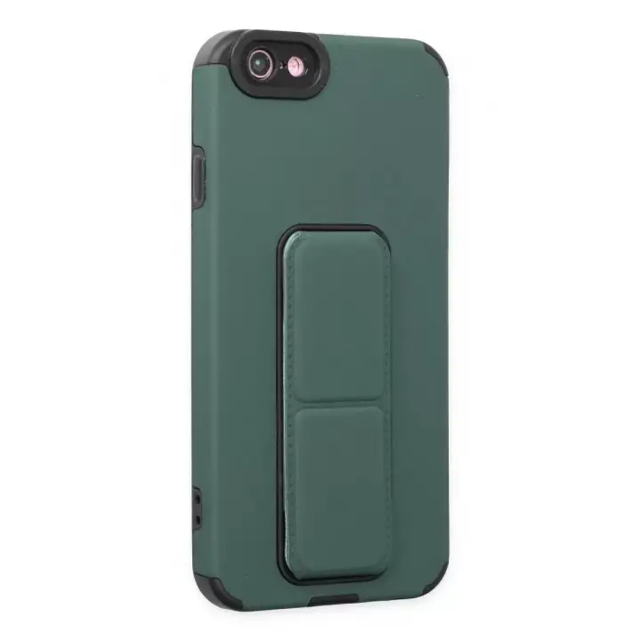 Newface Apple iPhone 6 Kılıf Mega Standlı Silikon - Yeşil
