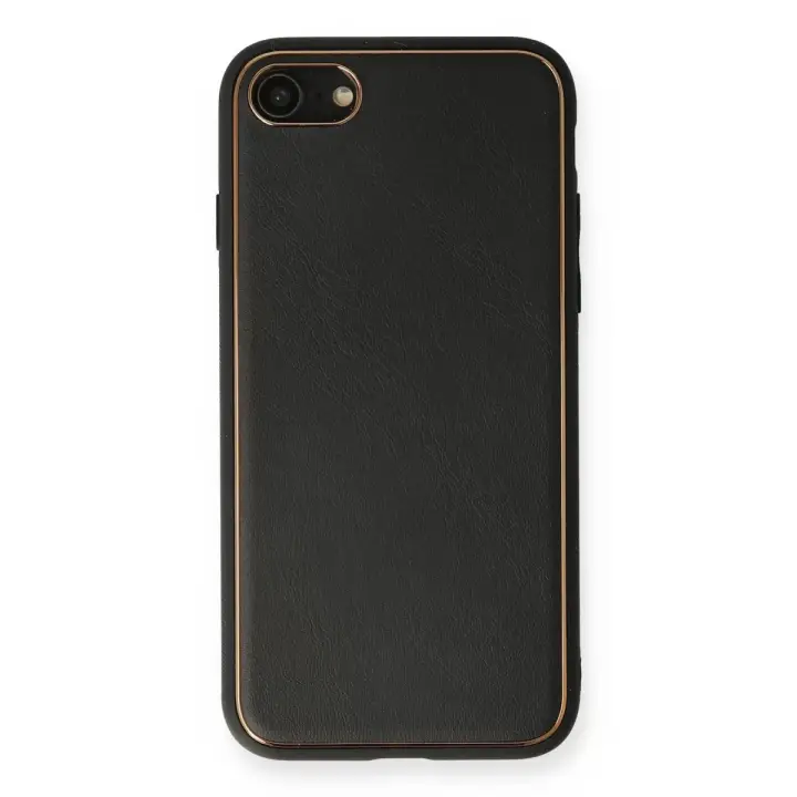 Newface iPhone 7 Kılıf Coco Deri Silikon Kapak - Siyah