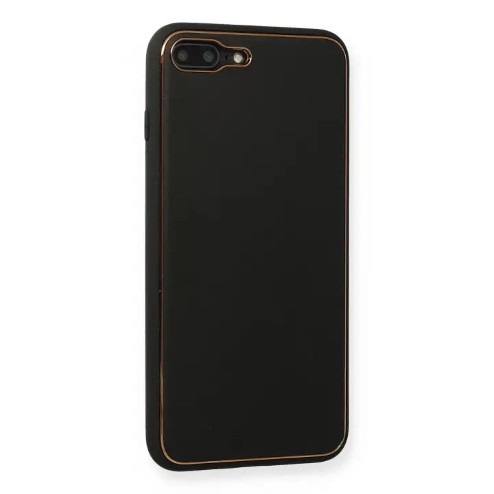 Newface Apple iPhone 7 Plus Kılıf Coco Deri Silikon Kapak - Siyah