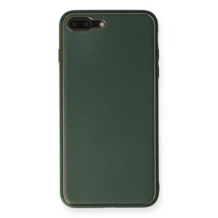 Newface Apple iPhone 7 Plus Kılıf Coco Deri Silikon Kapak - Yeşil
