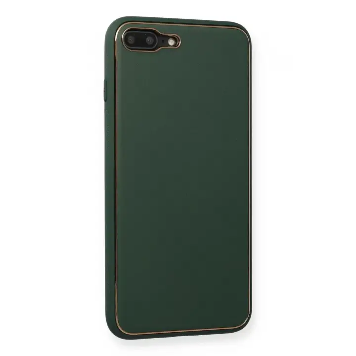 Newface Apple iPhone 7 Plus Kılıf Coco Deri Silikon Kapak - Yeşil