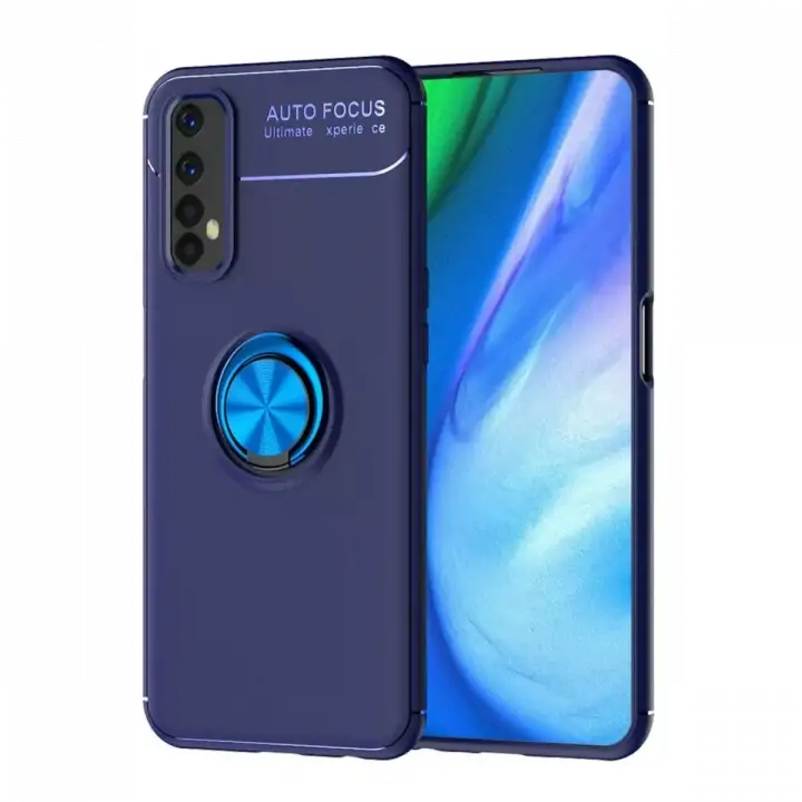 Newface Realme 7 Kılıf Range Yüzüklü Silikon - Mavi