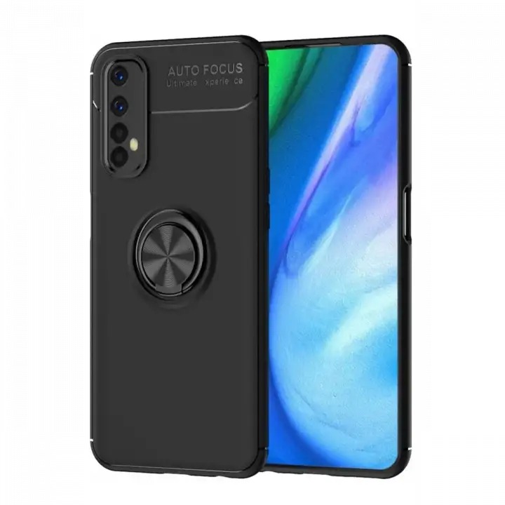 Newface Realme 7 Kılıf Range Yüzüklü Silikon - Siyah