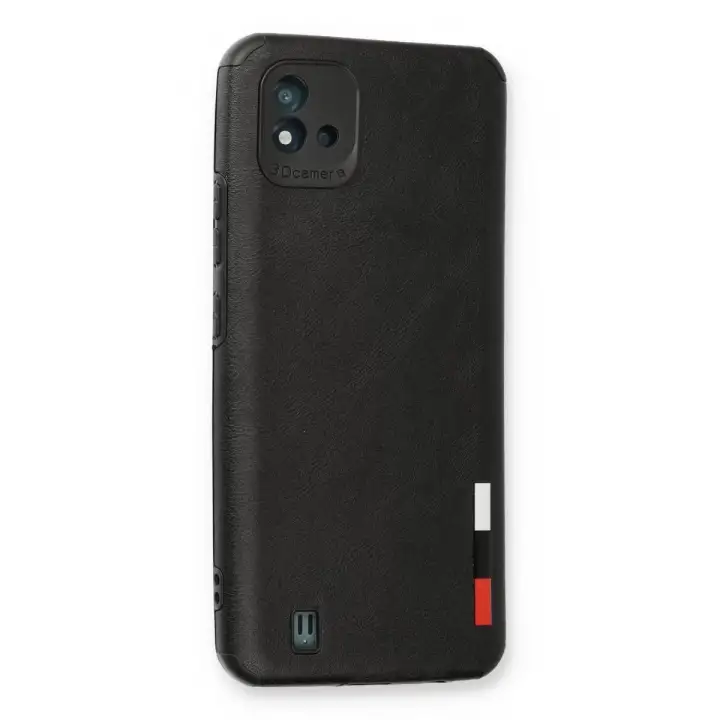 Newface Realme C11 2021 Kılıf Loop Deri Silikon - Siyah