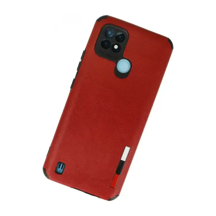Newface Realme C21 Kılıf Loop Deri Silikon - Kırmızı