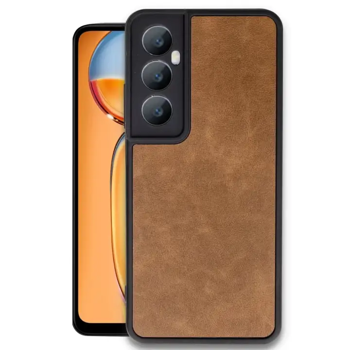 Newface Realme C65 Kılıf Aras Deri Kapak - Taba
