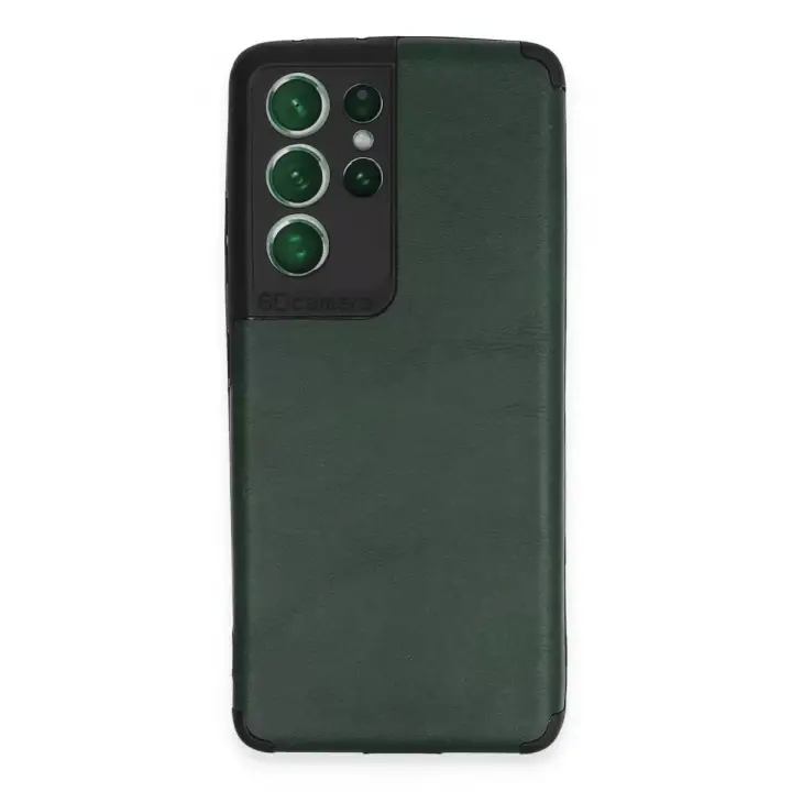 Newface Samsung Galaxy S21 Ultra Kılıf Loop Deri Silikon - Yeşil