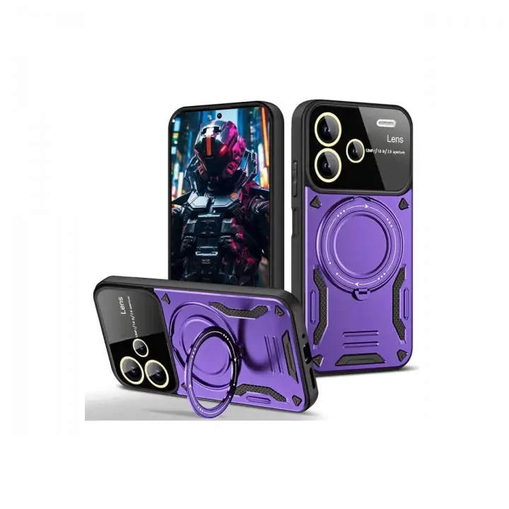 Newface Xiaomi Redmi Note 13 Pro Plus Joy Lens Standlı Kapak - Mor