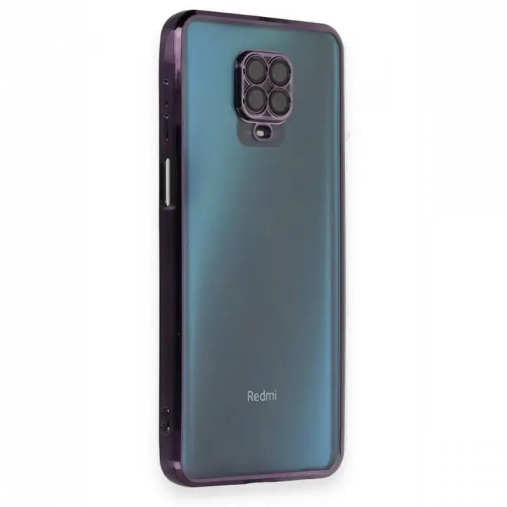 Newface Xiaomi Redmi Note 9 Pro Kılıf Razer Lensli Silikon - Mor