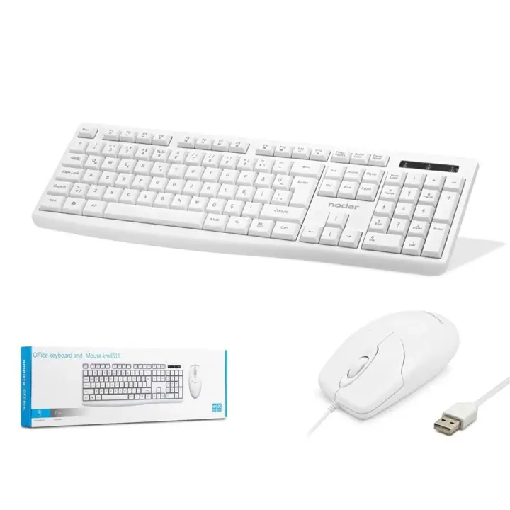 Nodar Km8520 Kablolu Klavye ve Mouse Set Q Beyaz