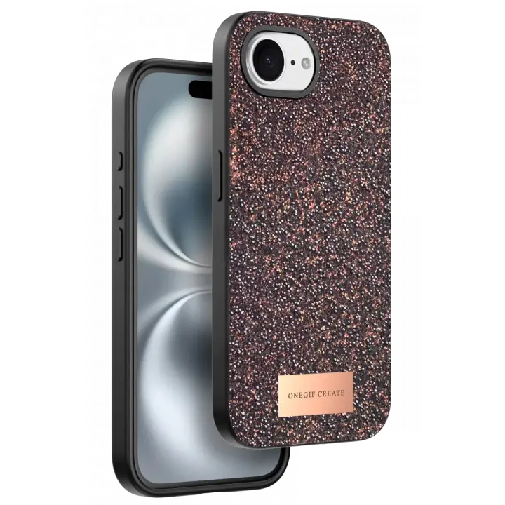 Onegif Apple iPhone 16E Bright Simli Kapak - Derin Mor