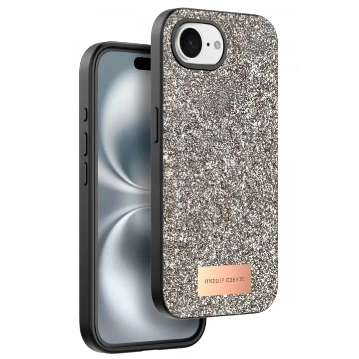 Onegif Apple iPhone 16E Bright Simli Kapak - Gold