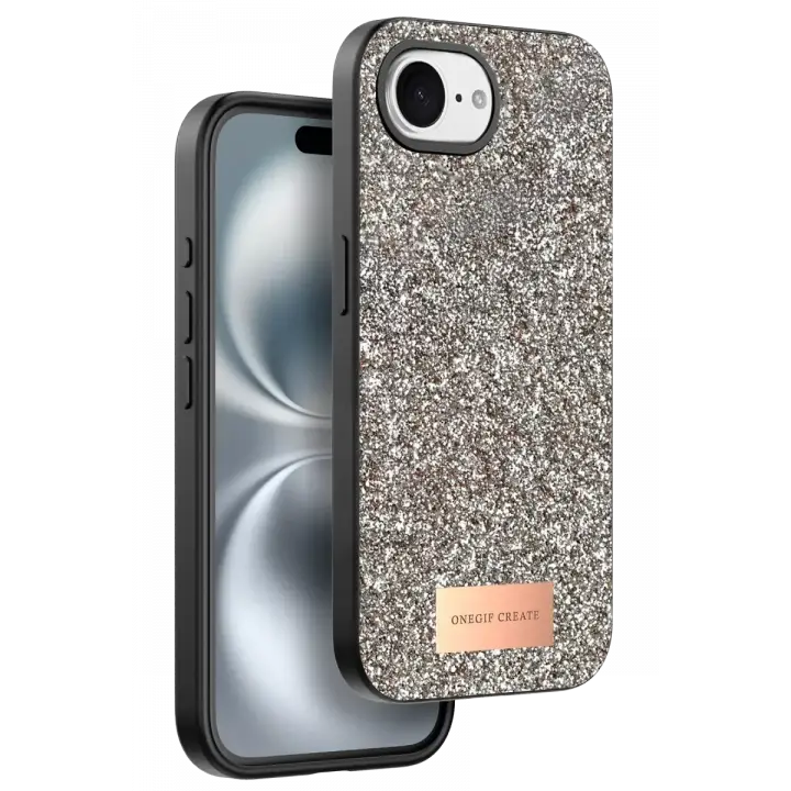 Onegif Apple iPhone 16E Bright Simli Kapak - Gold