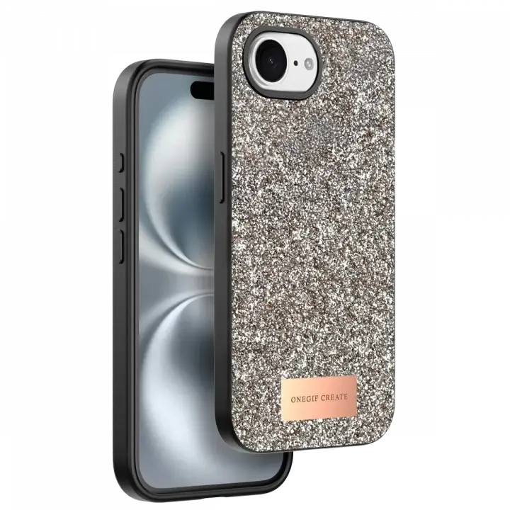 Onegif Apple iPhone 16E Bright Simli Kapak - Gold