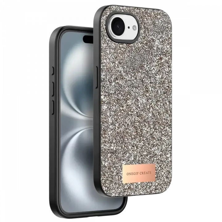 Onegif Apple iPhone 16E Bright Simli Kapak - Gold