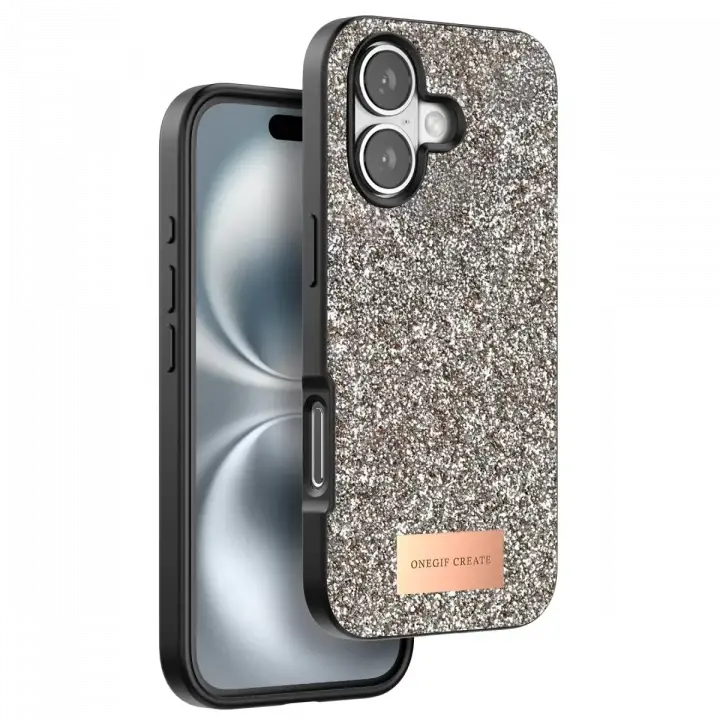 Onegif Apple iPhone 16 Plus Bright Simli Kapak - Gold