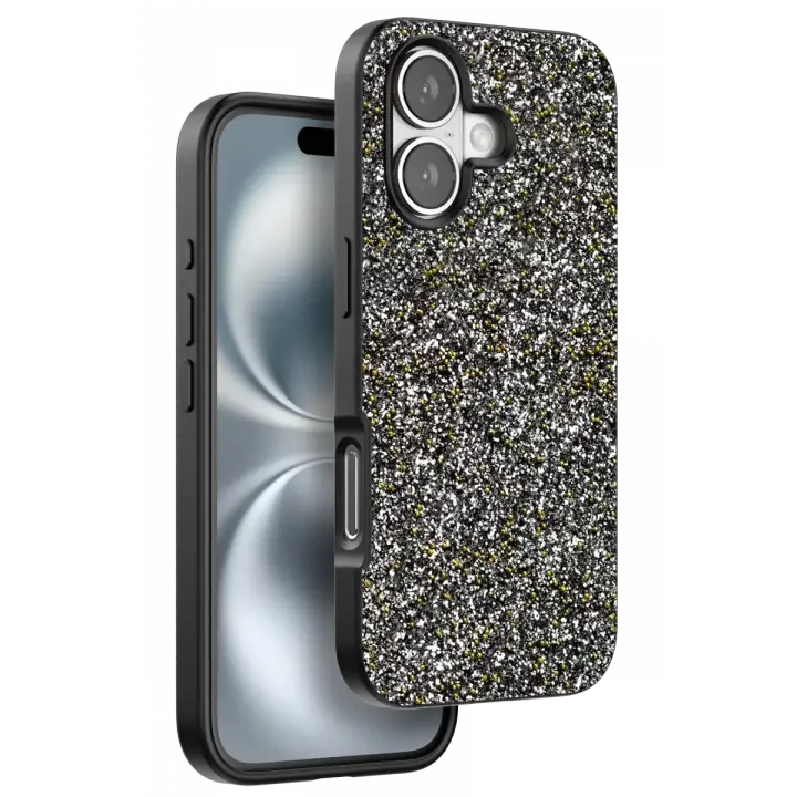 Onegif iPhone 16 Plus Bright Simli Kapak - Gümüş
