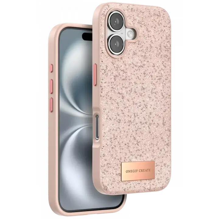 Onegif Apple iPhone 16 Plus Bright Simli Kapak - Pembe