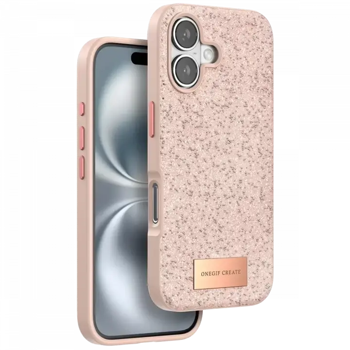 Onegif Apple iPhone 16 Plus Bright Simli Kapak - Pembe