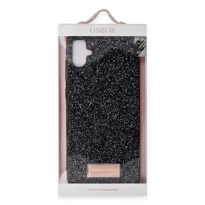 Onegif Samsung Galaxy A05 Bright Simli Kapak - Siyah