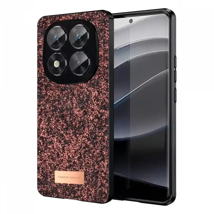 Onegif Xiaomi Redmi Note 14 Pro 5G Bright Simli Kapak - Derin Mor