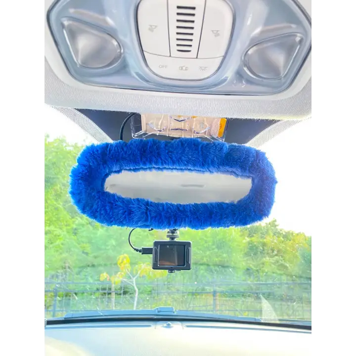 Peluş Dikiz Ayna Kılıfı Süs Mavi