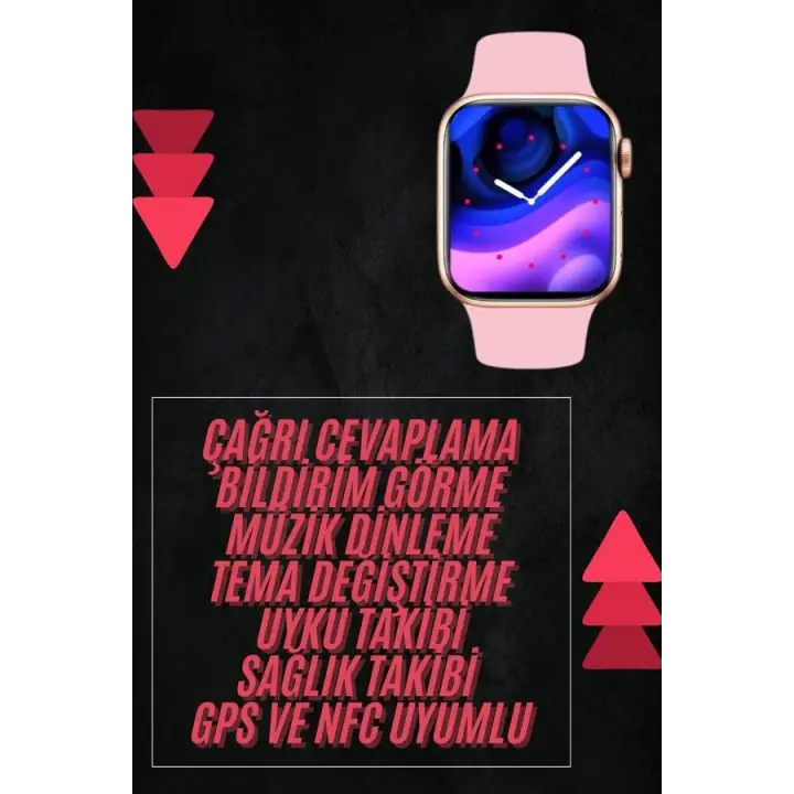 Pembe Akıllı Saat 49mm iOS &amp; Android Uyumlu Arama Özellikli