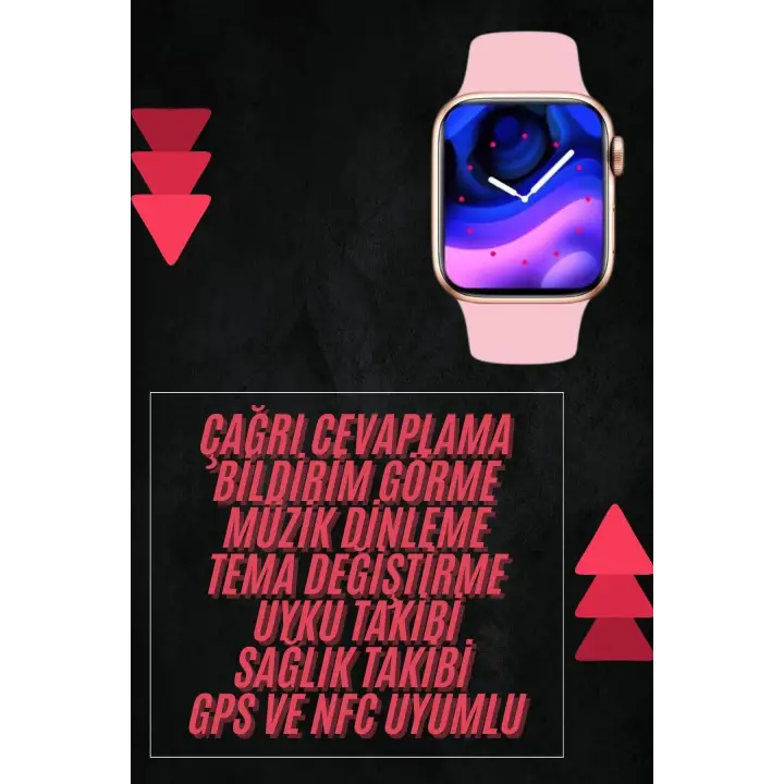 Pembe Akıllı Saat 49mm iOS &amp; Android Uyumlu Arama Özellikli