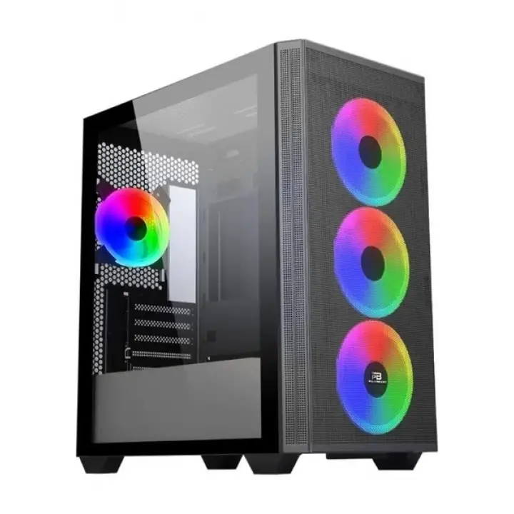 PowerBoost PB-P2252BB USB 3.0 Mesh Siyah 4x Ring ARGB Fanlı Mid Tower Gaming Kasa