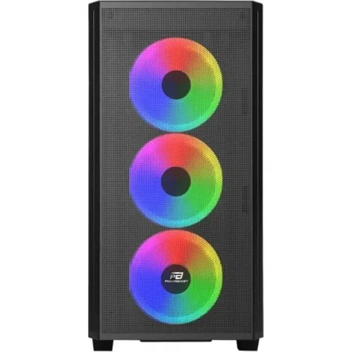 PowerBoost PB-P2252BB USB 3.0 Mesh Siyah 4x Ring ARGB Fanlı Mid Tower Gaming Kasa