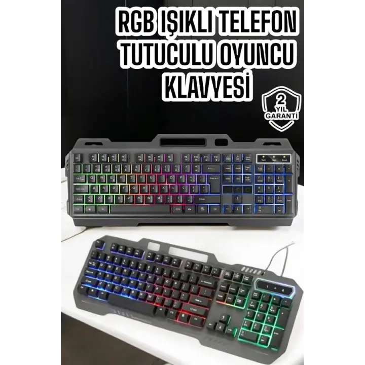 Q Klavye RGB Işıklı Klavye Ve Mouse Seti Kablolu Mouse Hediyeliş