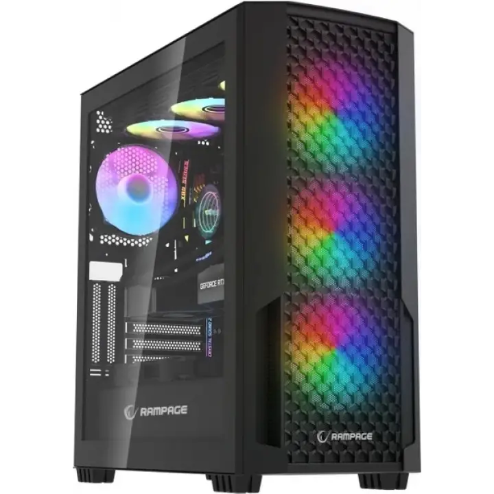 RAMPAGE SHELOB Mesh Panel Tempered Camlı 4*ARGB INFINITY FAN+HUB Gaming Kasa