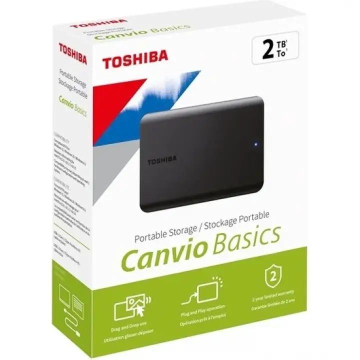 TOSHIBA 2.5 CANVIO BASIC 2TB USB 3.2 GEN1 HARICI HARDDISK SİYAH HDTB520EK3AA