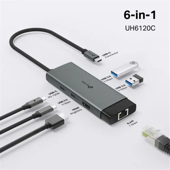 Tp-Link UH6120C USB Type C Docking Station 6 Port ( USB-C PD + USB C + USB 3.0 X2 )