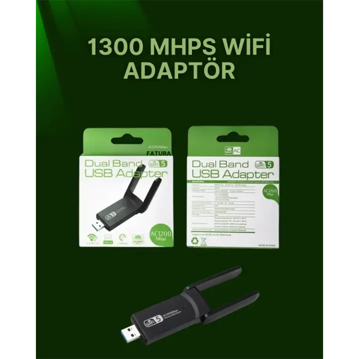 USB 3.0 Wireless Adaptör – 2.4GHz &amp; 5GHz Destekli