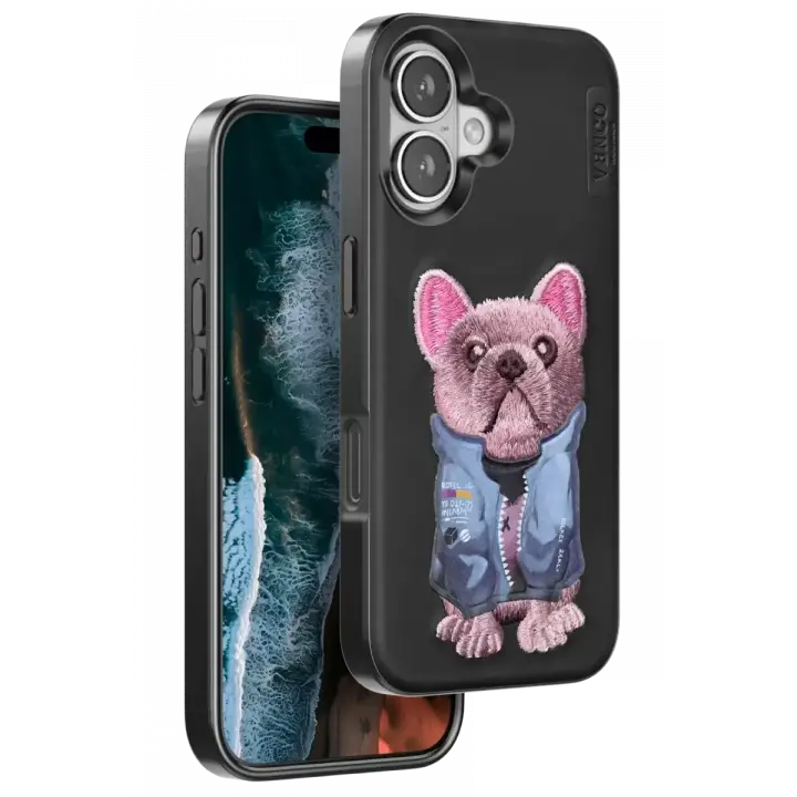Venco iPhone 16 Cute Desenli Kapak - Siyah
