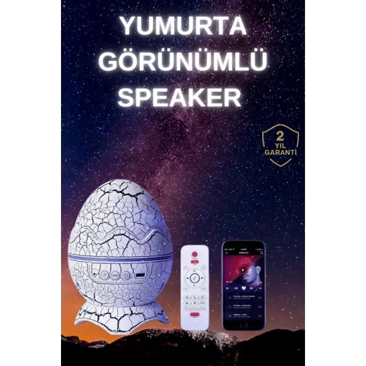 Yumurta Şeklinde Su Dalgalı Bluetooth Speaker Lamba Renkli Şarjlı