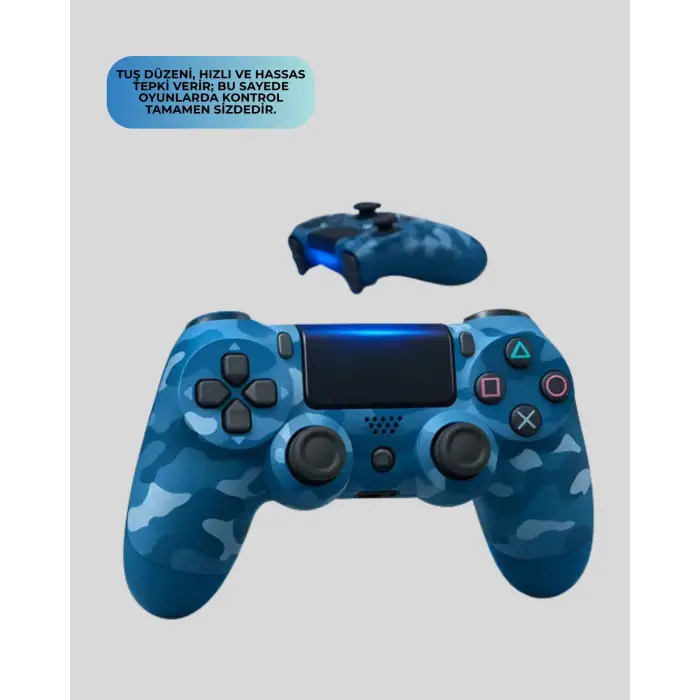Bluetooth Kablosuz PS4 Gamepad Çift Motorlu Siyah Controller