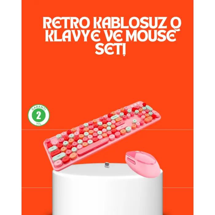 Retro Tarz Bluetooth 5.1 Klavye – Win/OSX/Android/iOS Uyumlu