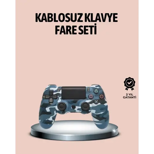Bluetooth Kablosuz PS4 Gamepad Çift Motorlu Siyah Controller