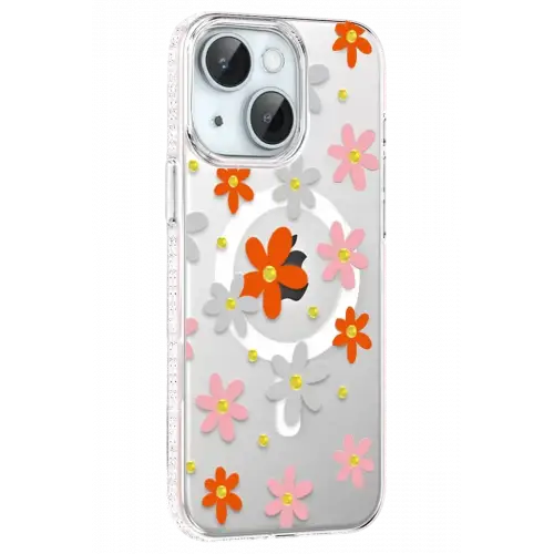 Joko Apple iPhone 14 Floral Magsafe Kapak - Turuncu